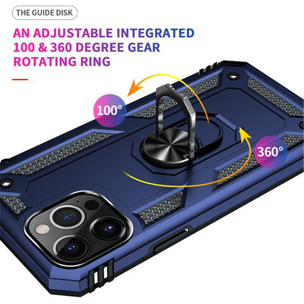 iPhone 14 Pro Max Magnetic Ring Kickstand Hybrid Phone Case - Blue
