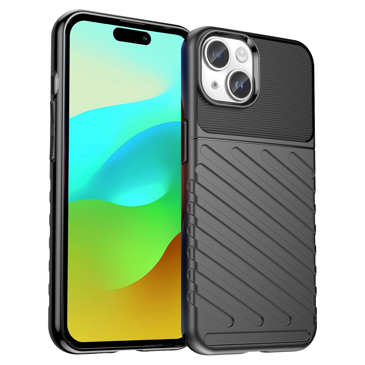 Rugged TPU Phone Case for iPhone 15 - Black