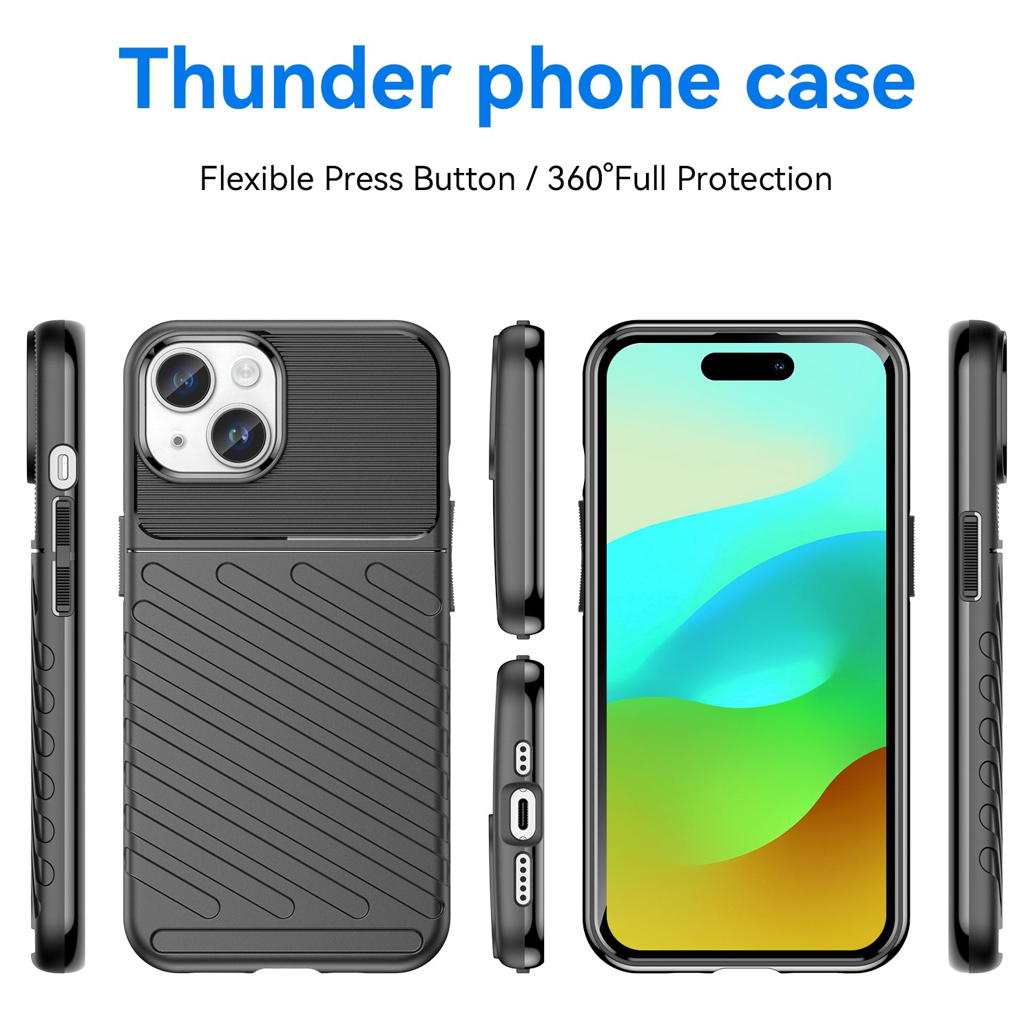 Rugged TPU Phone Case for iPhone 15 Plus - Black