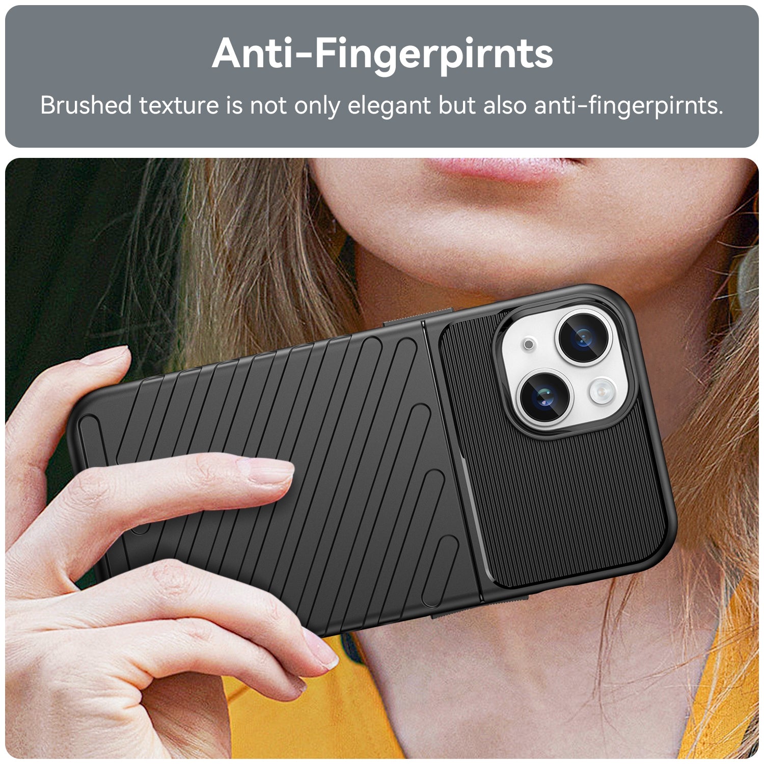 Rugged TPU Phone Case for iPhone 15 Plus - Black