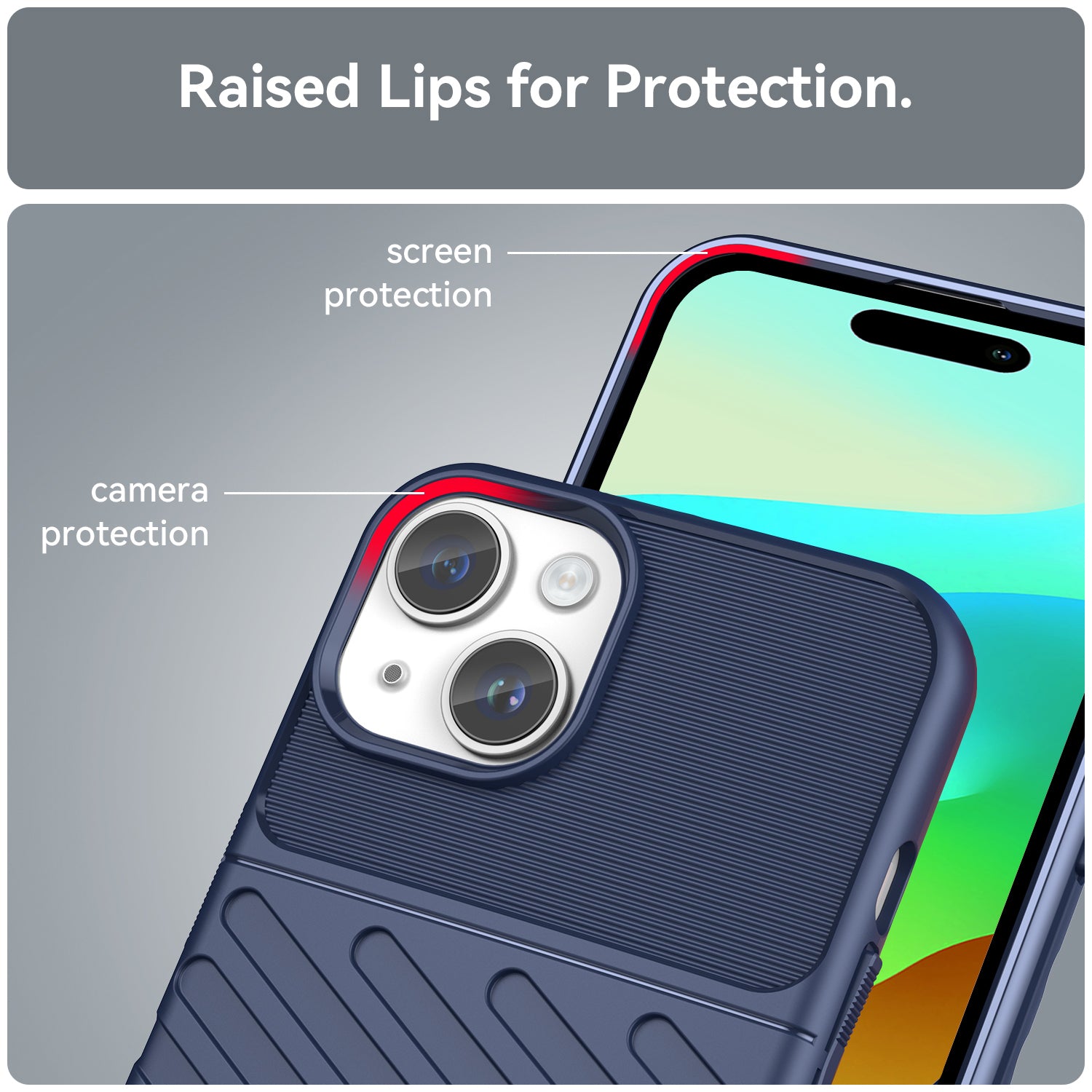 Rugged TPU Phone Case for iPhone 15 Plus - Blue