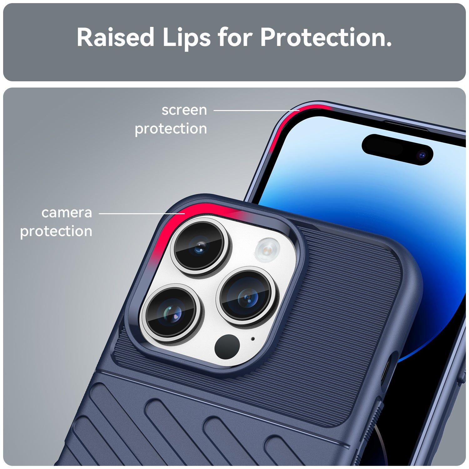 Rugged TPU Phone Case for iPhone 15 Pro - Blue