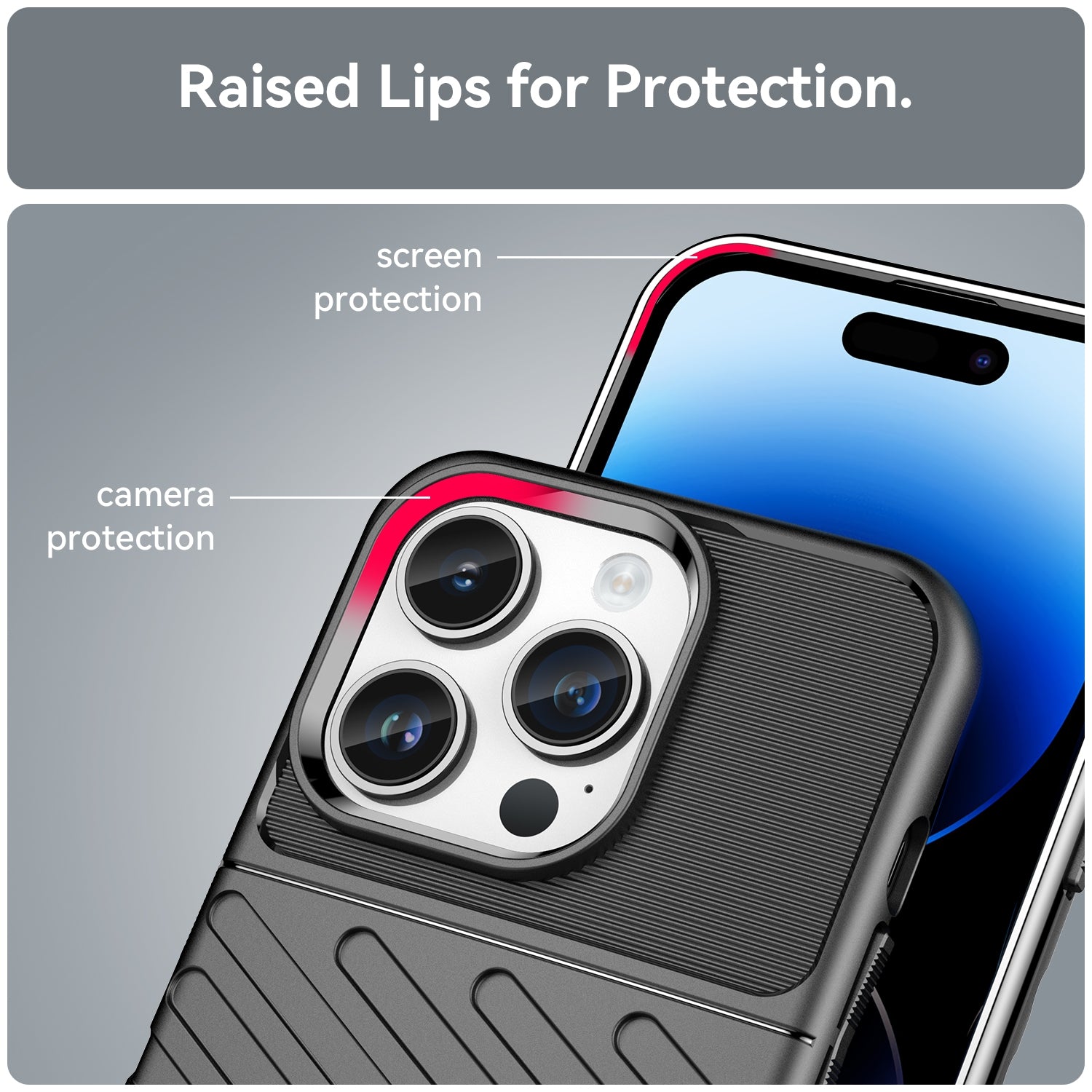 Rugged TPU Phone Case for iPhone 15 Pro Max - Black