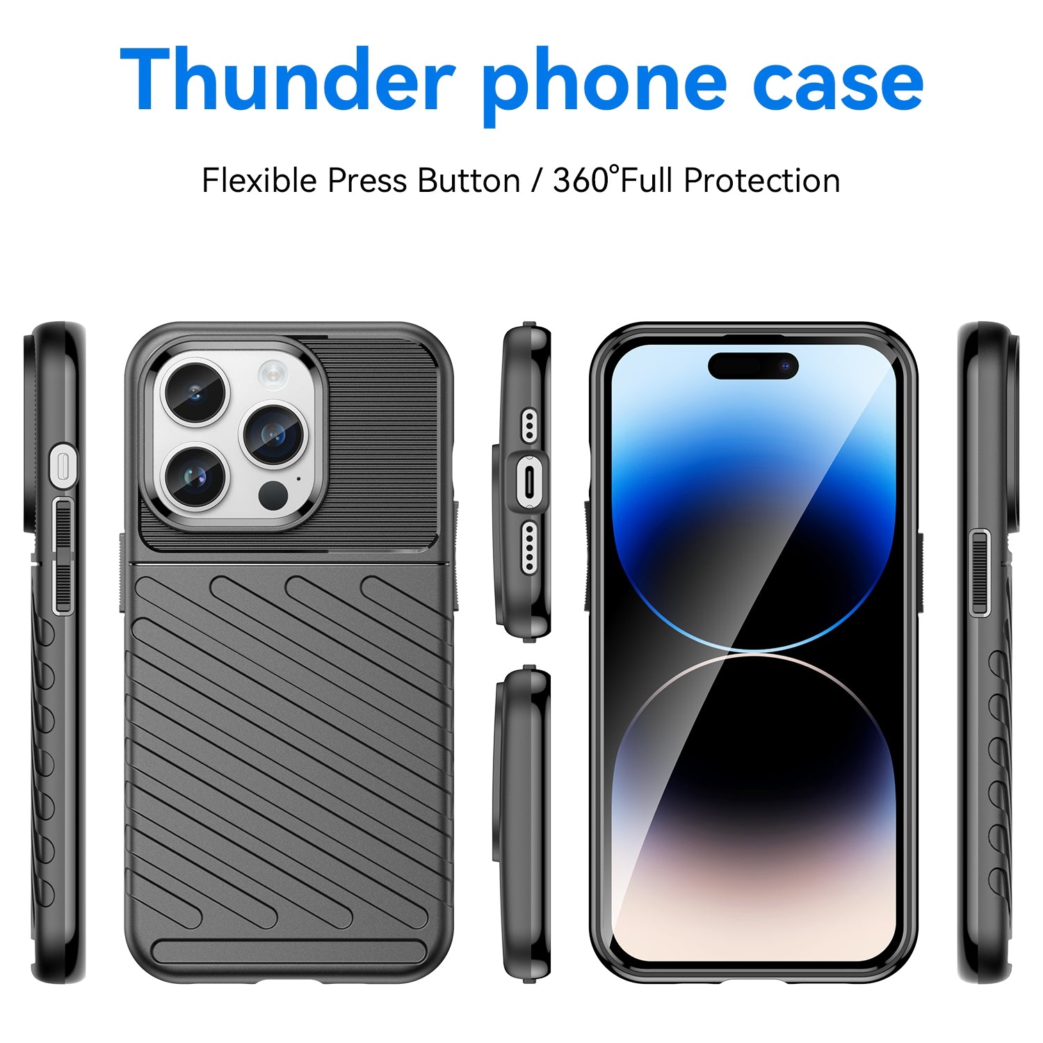 Rugged TPU Phone Case for iPhone 15 Pro Max - Black