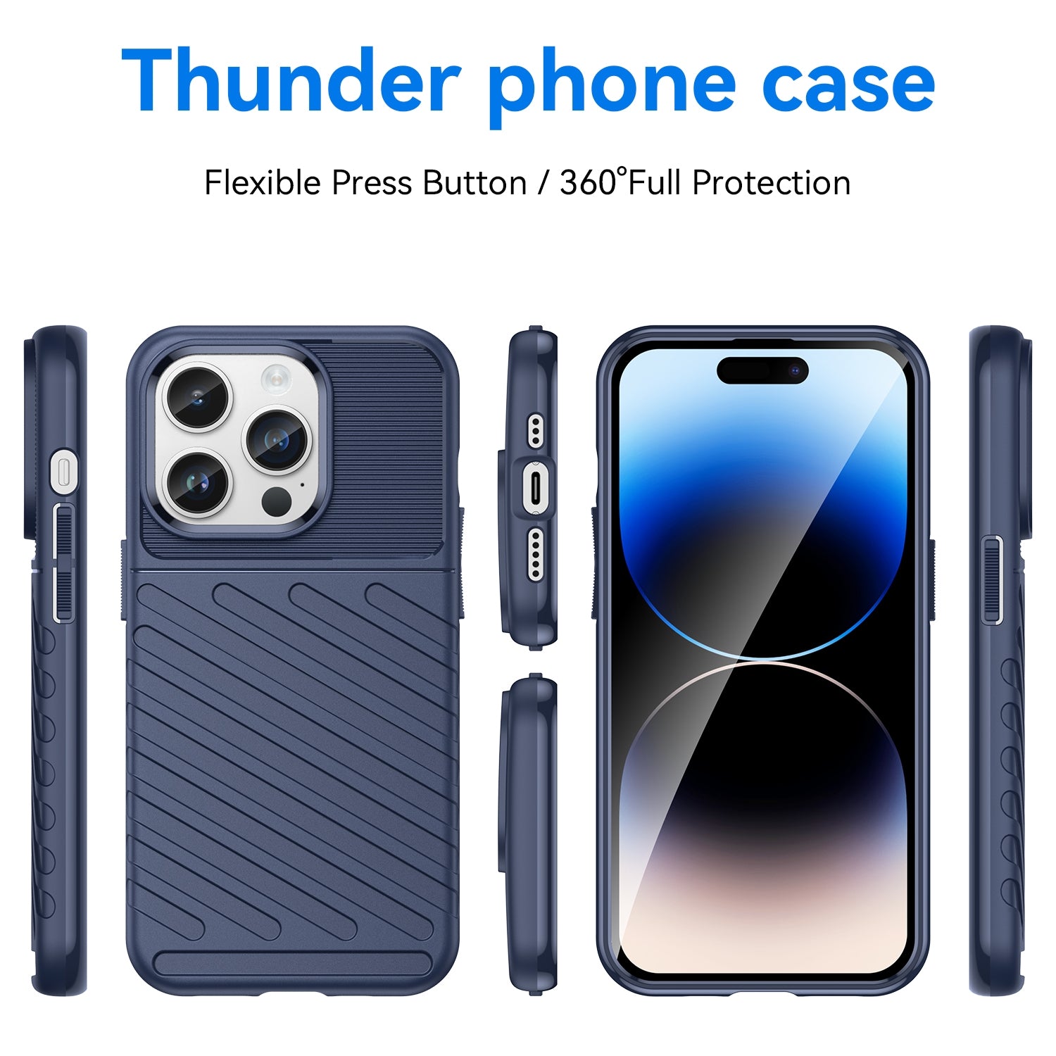Rugged TPU Phone Case for iPhone 15 Pro - Blue
