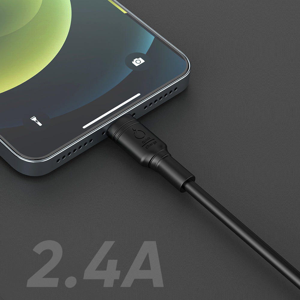 2.4A USB to Lightning Heavy Duty Cable 1.5M / 5FT - Black - fonemask.com