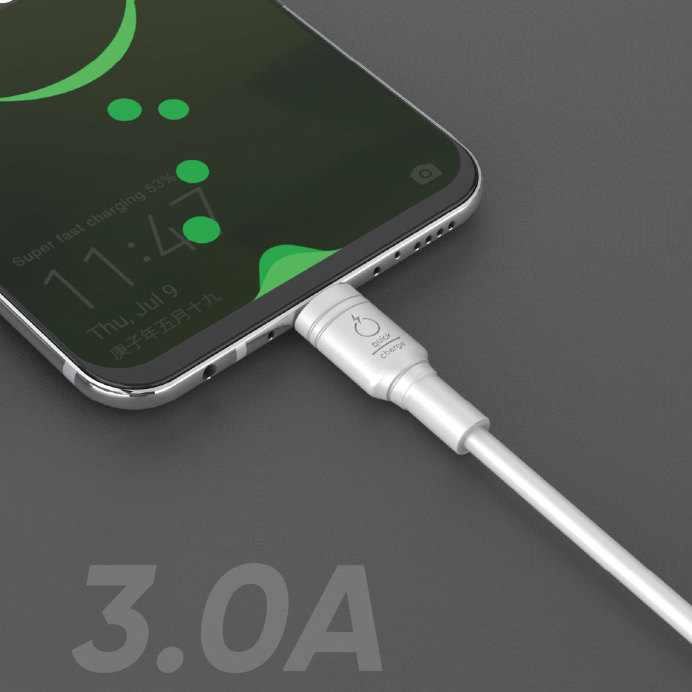 3A Fast Charging Type C to Type C Heavy Duty Cable 1.5M / 5FT - White - fonemask.com