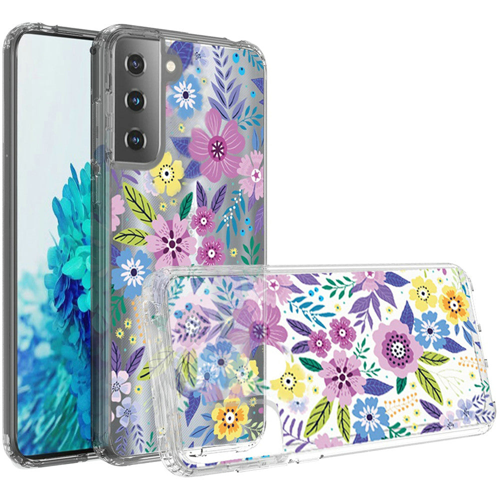 Galaxy S21 5G - Colorful Flowers Bumper Hybrid Case - fonemask.com