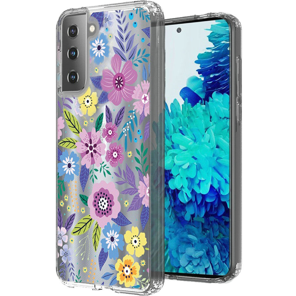 Galaxy S21 5G - Colorful Flowers Bumper Hybrid Case - fonemask.com