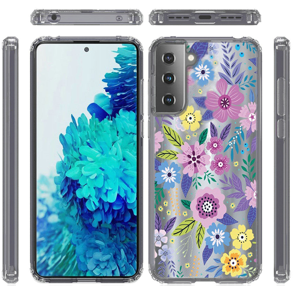 Galaxy S21 5G - Colorful Flowers Bumper Hybrid Case - fonemask.com