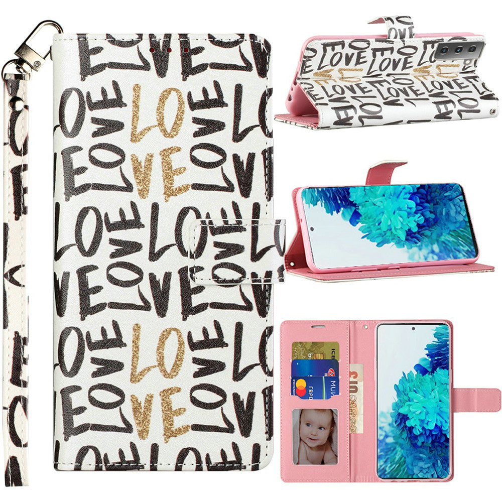 Galaxy S21 5G - Love In Gold Design Wallet Case - fonemask.com