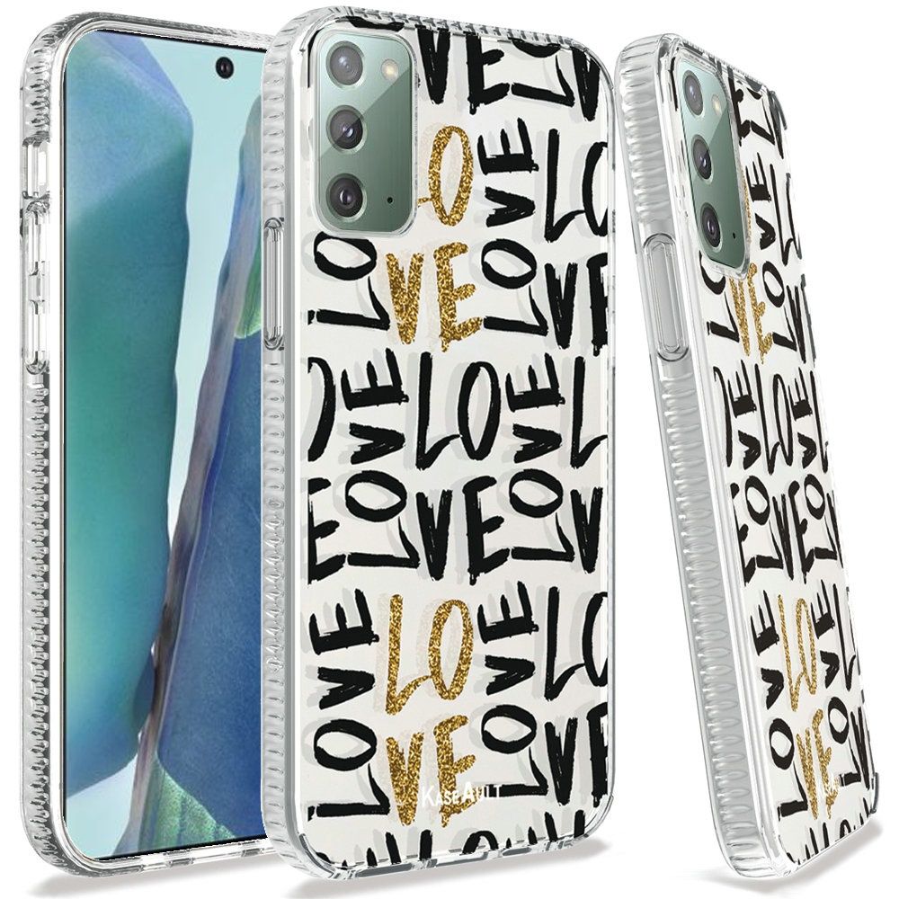 Galaxy Note 20 5G - Love In Gold Shock Proof Hybrid Case - fonemask.com