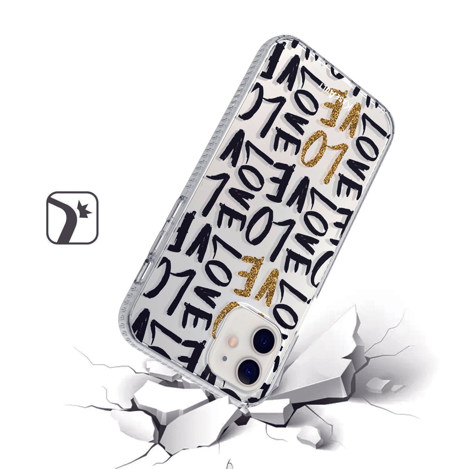 iPhone 12 Mini - Love In Gold Shock Proof Hybrid Case - fonemask.com