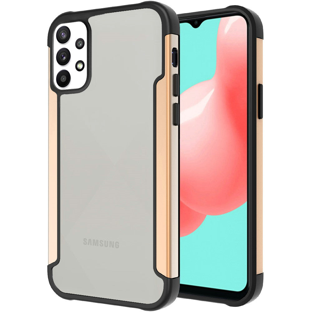 Galaxy A32 5G - Aluminum Alloy Transparent Hybrid Case - Gold - fonemask.com