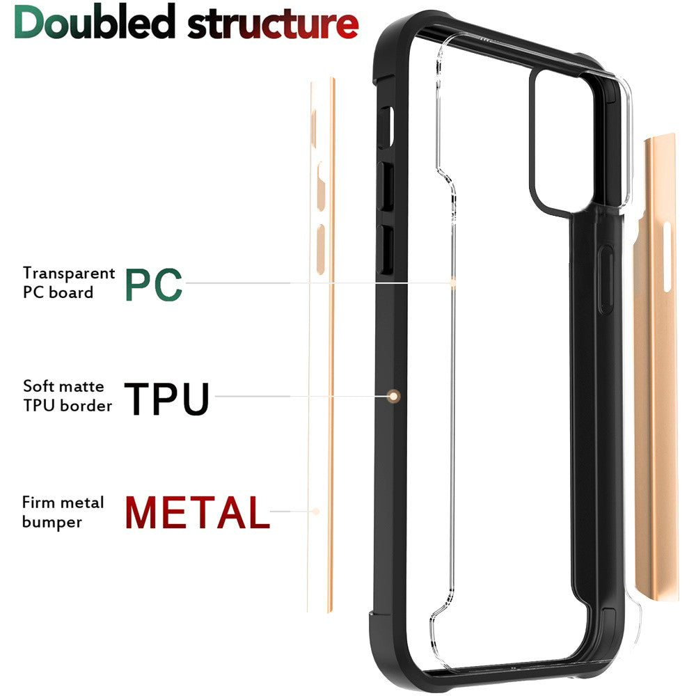 Galaxy A32 5G - Aluminum Alloy Transparent Hybrid Case - Gold - fonemask.com