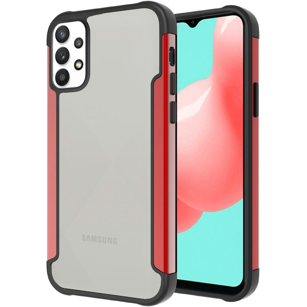 Galaxy A32 5G - Aluminum Alloy Transparent Hybrid Case - Red - fonemask.com