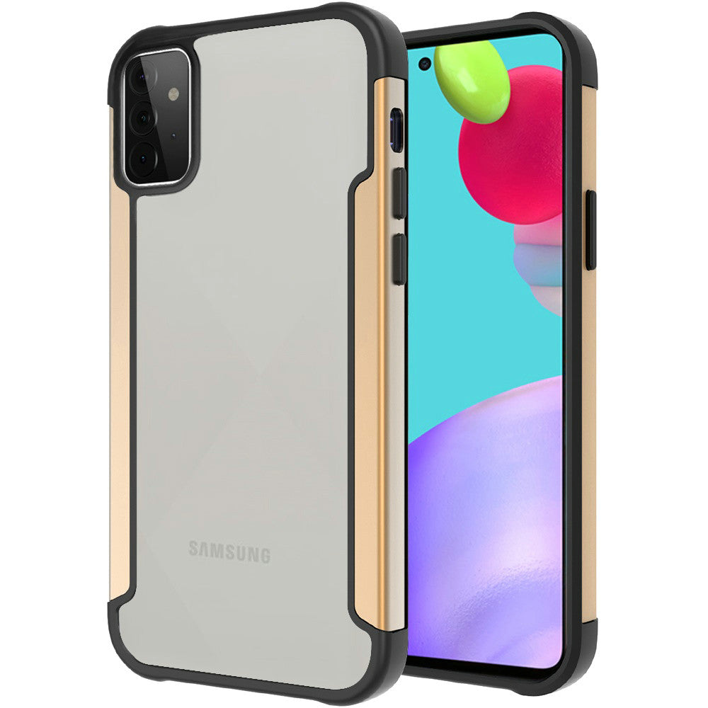 Galaxy A52 / A52 5G - Aluminum Alloy Transparent Hybrid Case - Gold - fonemask.com
