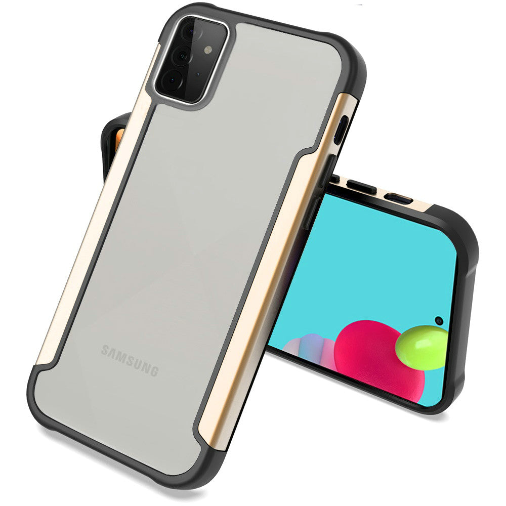 Galaxy A52 / A52 5G - Aluminum Alloy Transparent Hybrid Case - Gold - fonemask.com