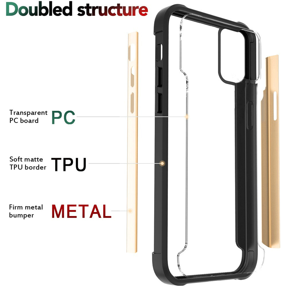 Galaxy A52 / A52 5G - Aluminum Alloy Transparent Hybrid Case - Gold - fonemask.com