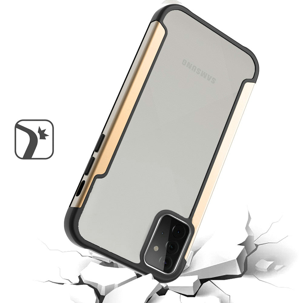 Galaxy A52 / A52 5G - Aluminum Alloy Transparent Hybrid Case - Gold - fonemask.com
