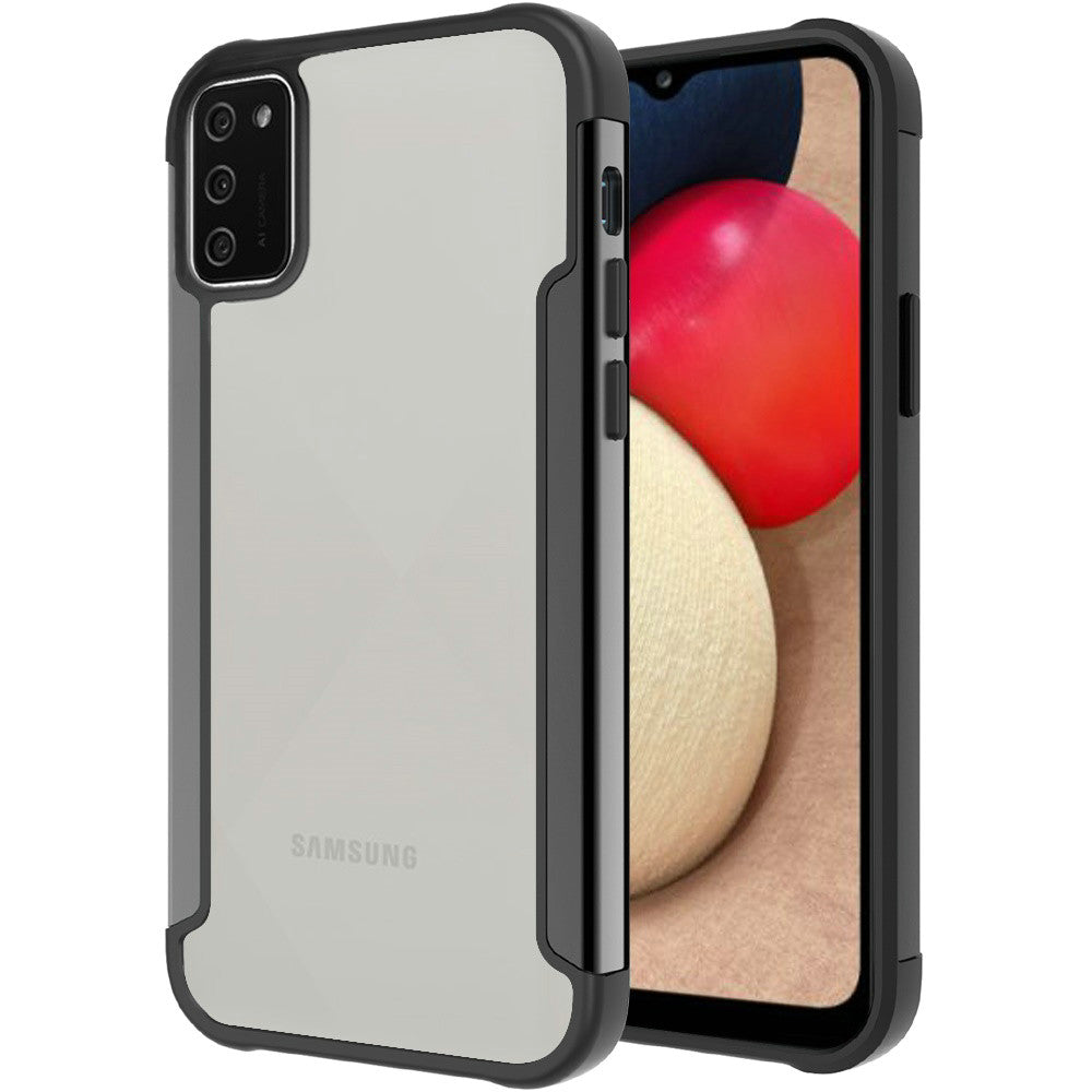 Galaxy A02S - Aluminum Alloy Transparent Hybrid Case - Black - fonemask.com