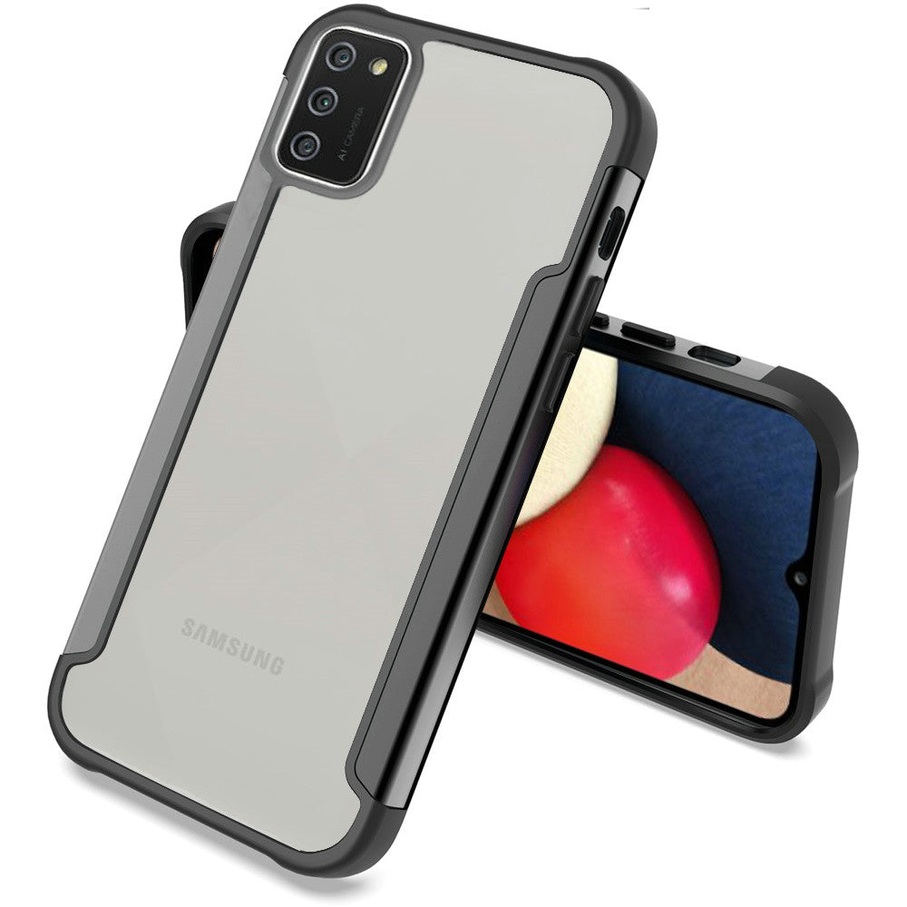 Galaxy A02S - Aluminum Alloy Transparent Hybrid Case - Black - fonemask.com