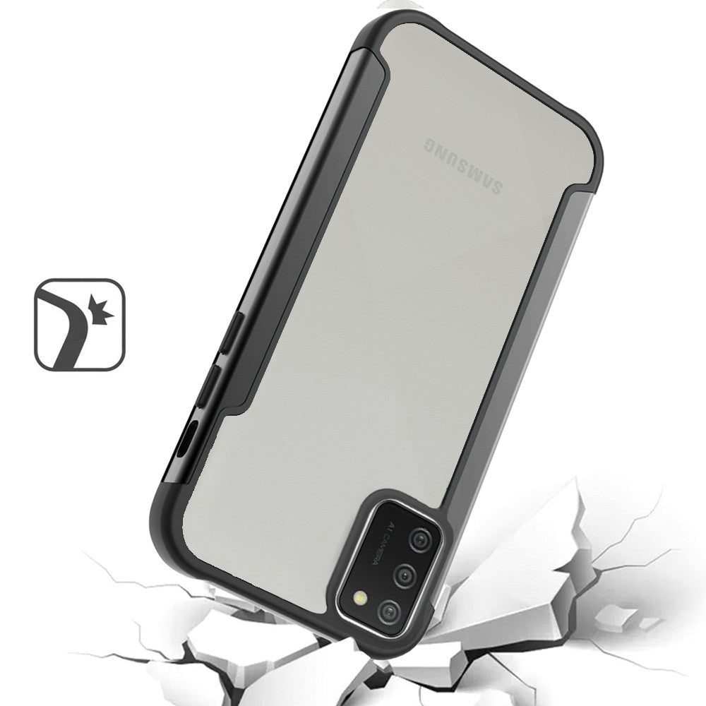 Galaxy A02S - Aluminum Alloy Transparent Hybrid Case - Black - fonemask.com