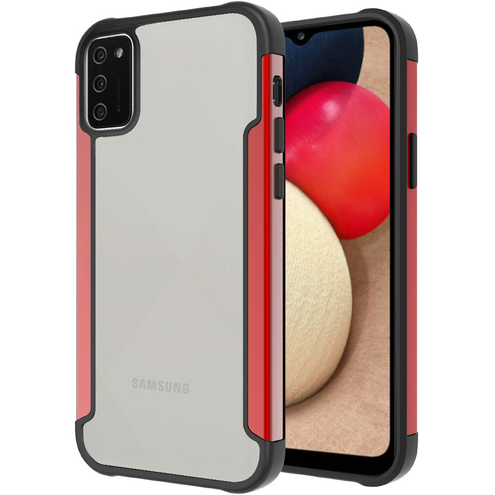 Galaxy A02S - Aluminum Alloy Transparent Hybrid Case - Red - fonemask.com