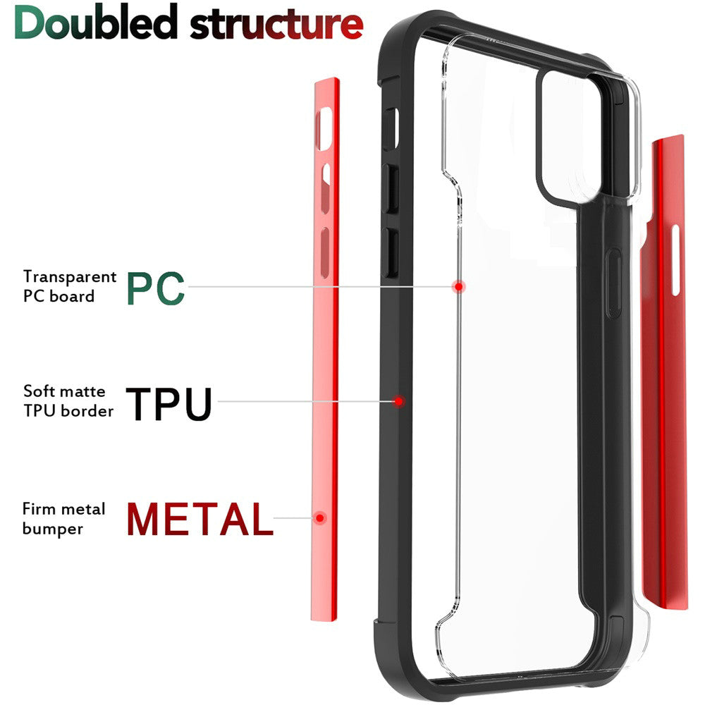 Galaxy A02S - Aluminum Alloy Transparent Hybrid Case - Red - fonemask.com