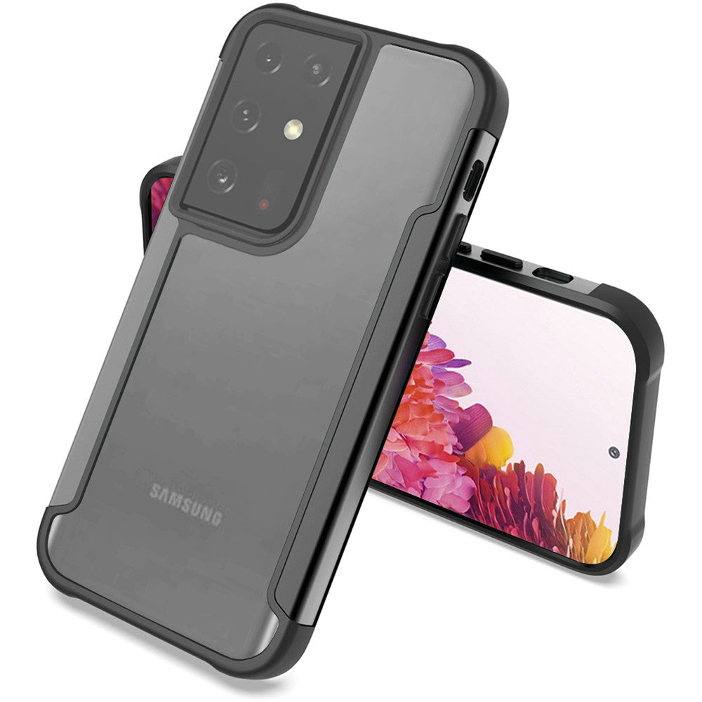 Galaxy S21 Ultra 5G - Aluminum Alloy Transparent Hybrid Case - Black - fonemask.com