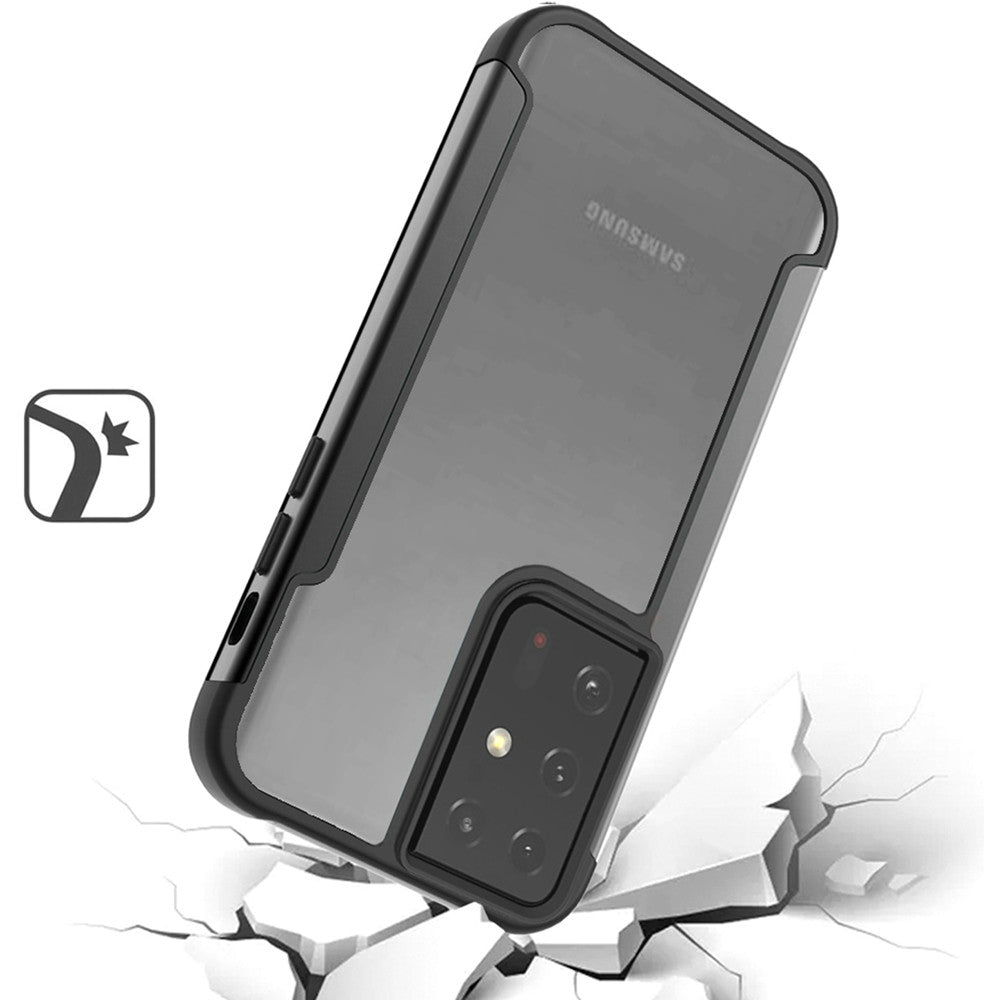 Galaxy S21 Ultra 5G - Aluminum Alloy Transparent Hybrid Case - Black - fonemask.com