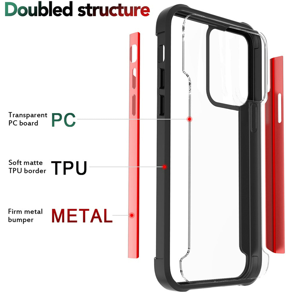 Galaxy S21 5G - Aluminum Alloy Transparent Hybrid Case - Red - fonemask.com