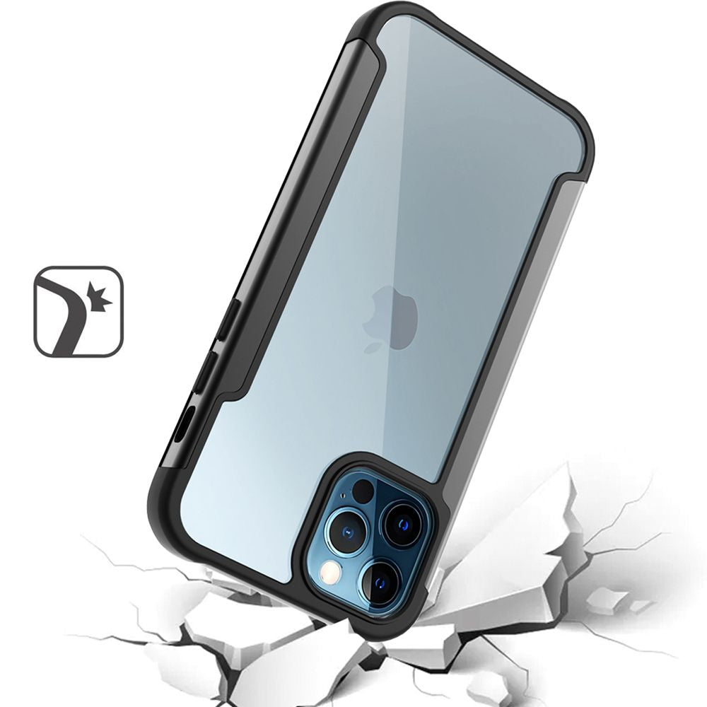 iPhone 12 Mini Aluminum Alloy Transparent Hybrid Case - Black - fonemask.com