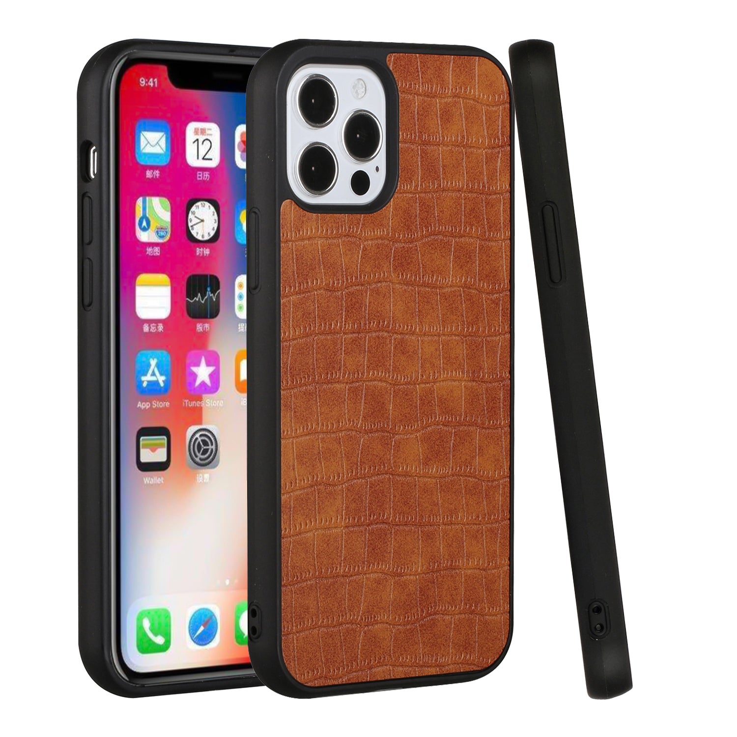 iPhone 11 Pro Max Croc Design Hybrid Case - Tan - fonemask.com