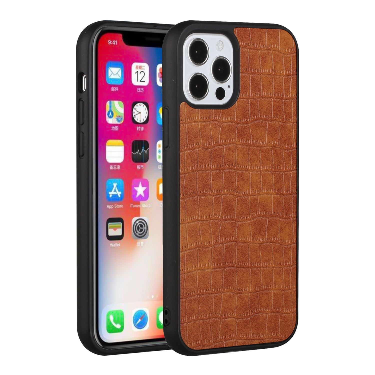 iPhone 11 Pro Max Croc Design Hybrid Case - Tan - fonemask.com