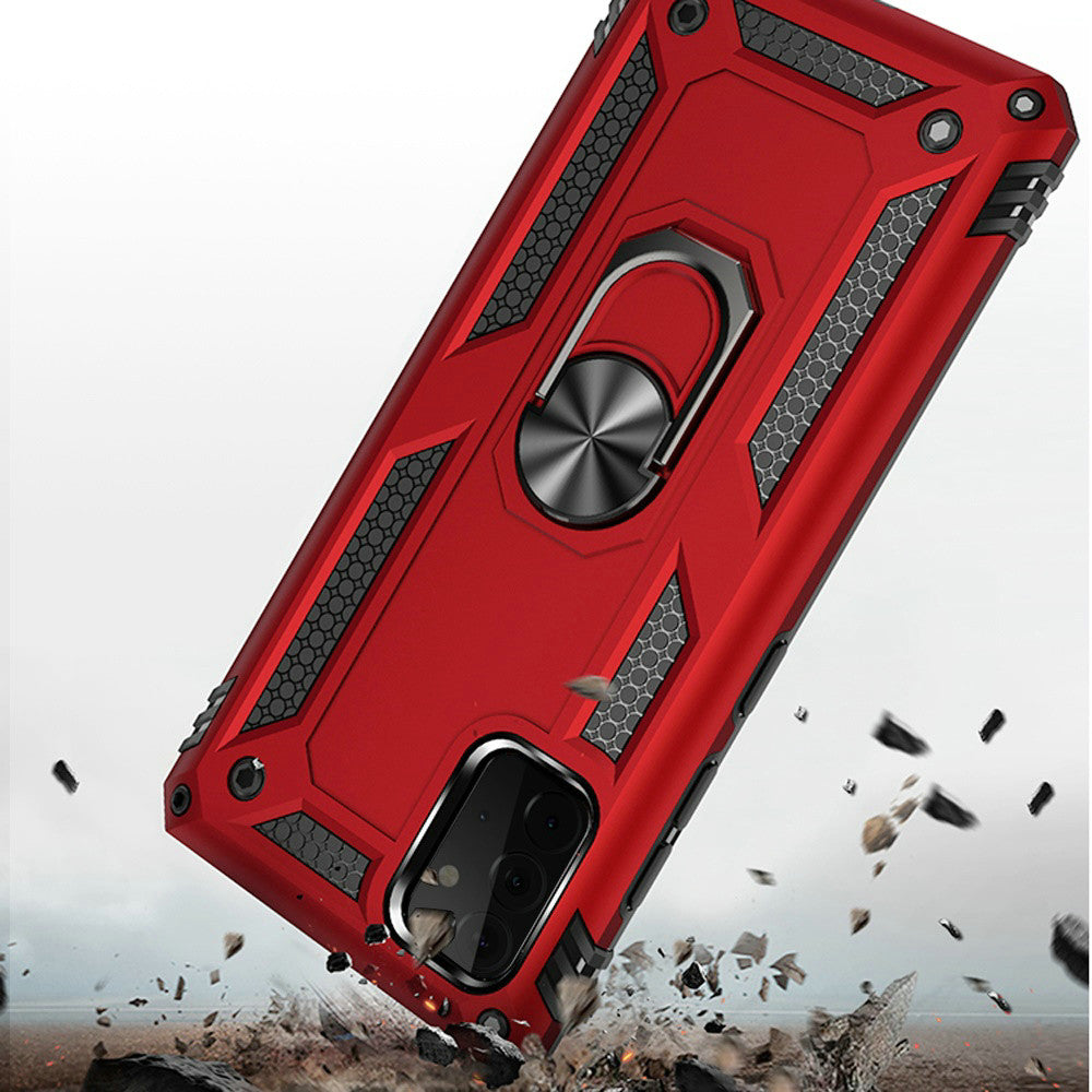 Galaxy A02S - Magnetic Ring Kickstand Hybrid Case - Red - fonemask.com