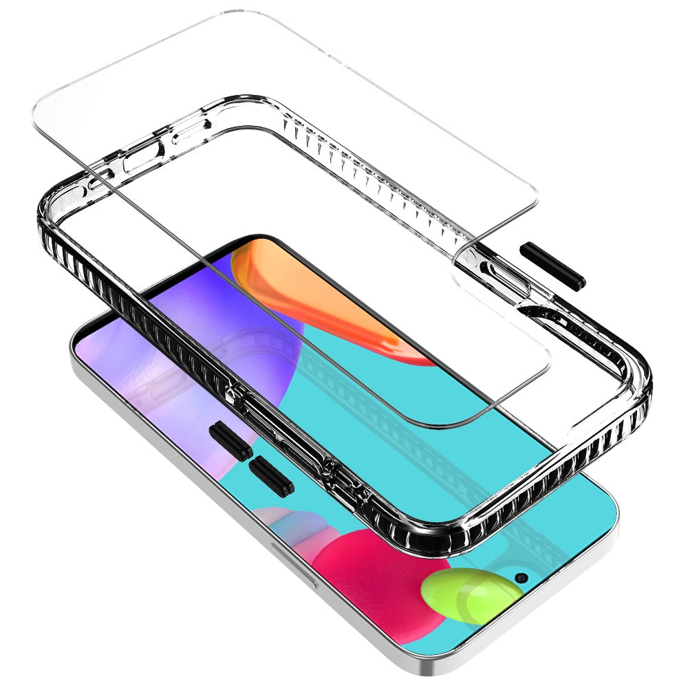 Galaxy A52 / A52 5G - Clear Thick Diamond Design Edge Hybrid Case - Black/Black - fonemask.com