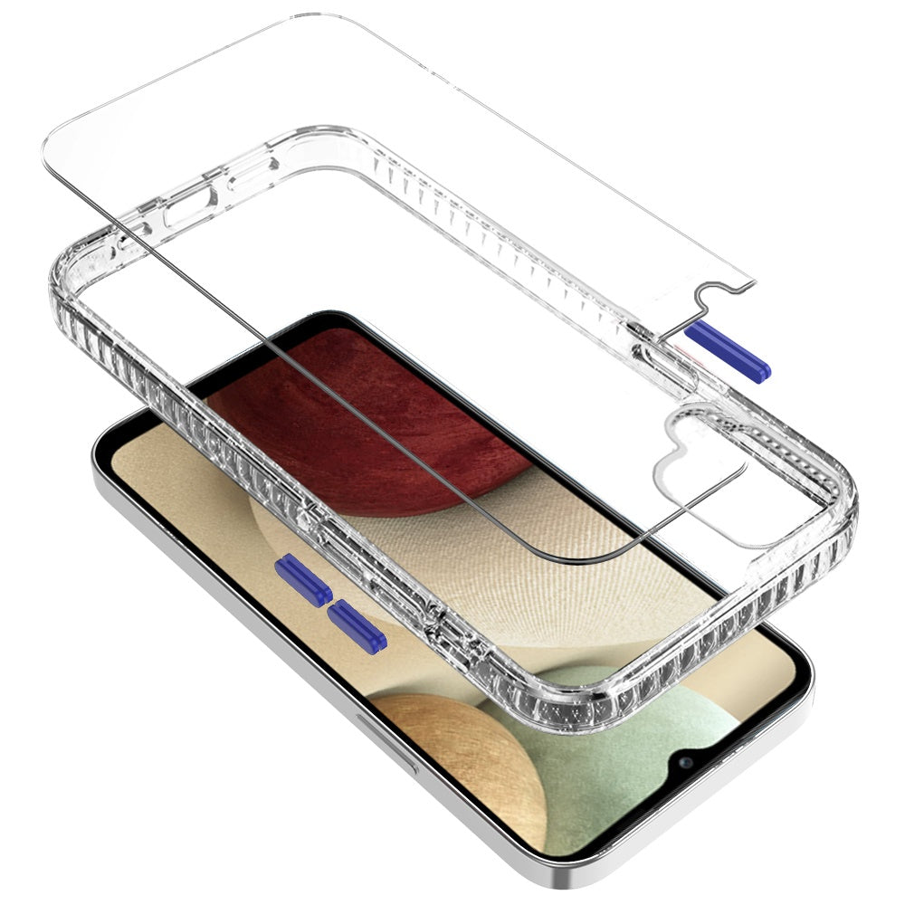 Galaxy A12 - Clear Thick Diamond Design Edge Hybrid Case - Clear/Blue - fonemask.com