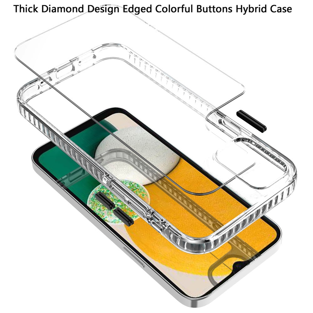 Galaxy A13 5G - Clear Thick Diamond Design Edge Hybrid Phone Case - Clear/Black - fonemask.com