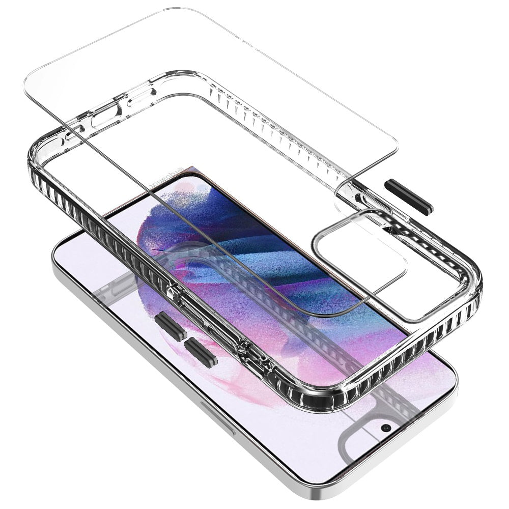 Galaxy S21 Ultra 5G - Clear Thick Diamond Design Edge Hybrid Case - Black/Black - fonemask.com