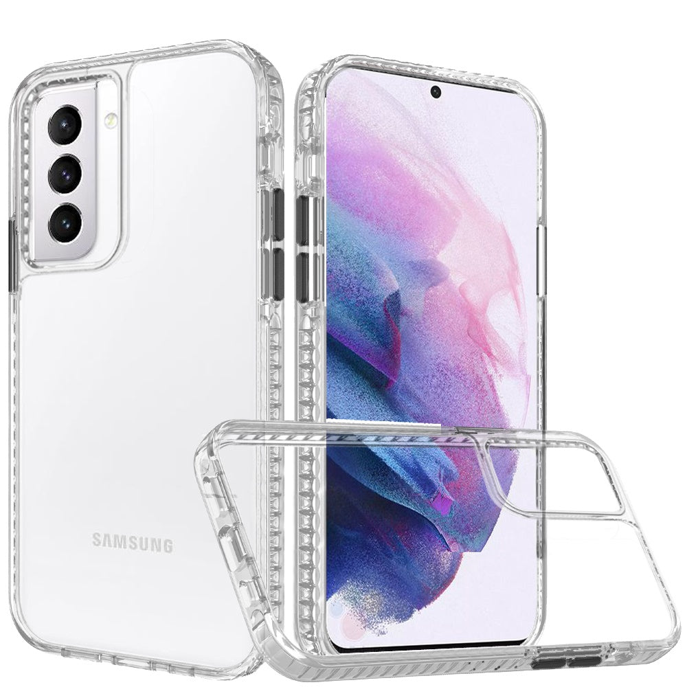 Galaxy S21 Ultra 5G - Clear Thick Diamond Design Edge Hybrid Case - Clear/Black - fonemask.com