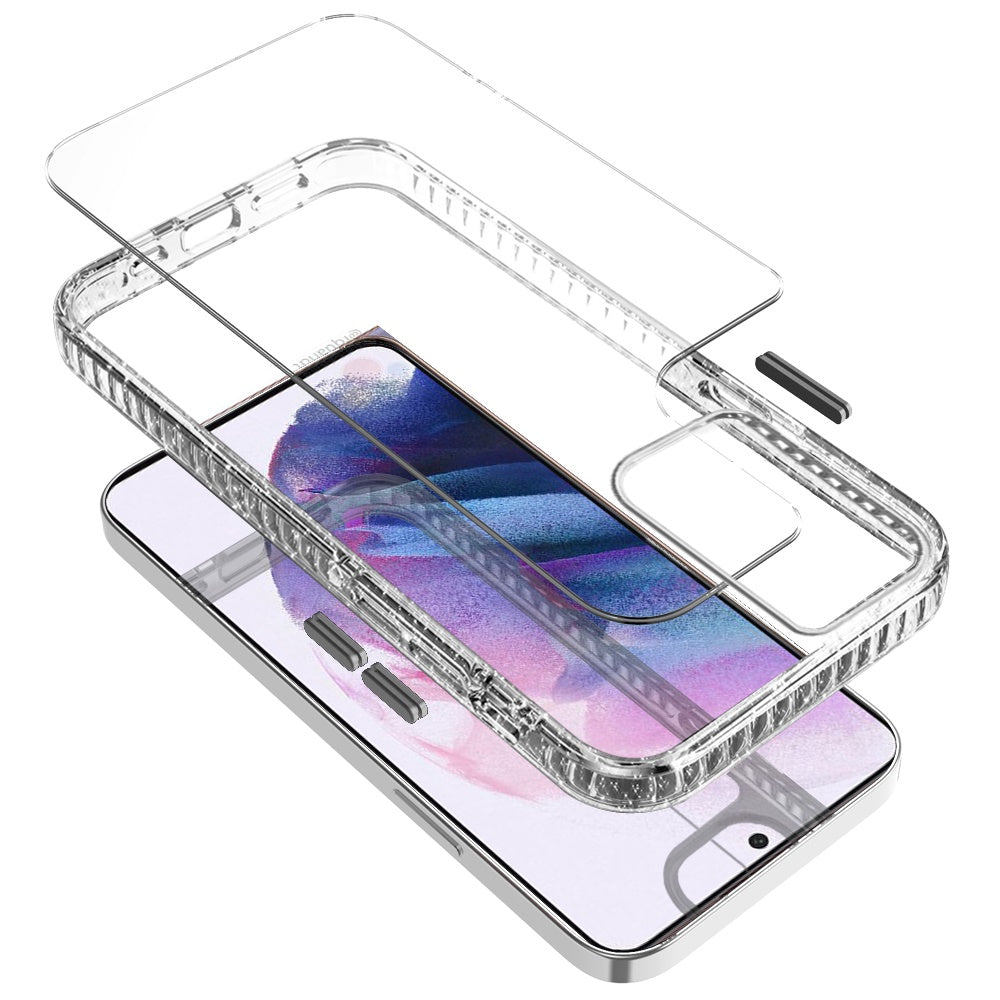 Galaxy S21 Ultra 5G - Clear Thick Diamond Design Edge Hybrid Case - Clear/Black - fonemask.com