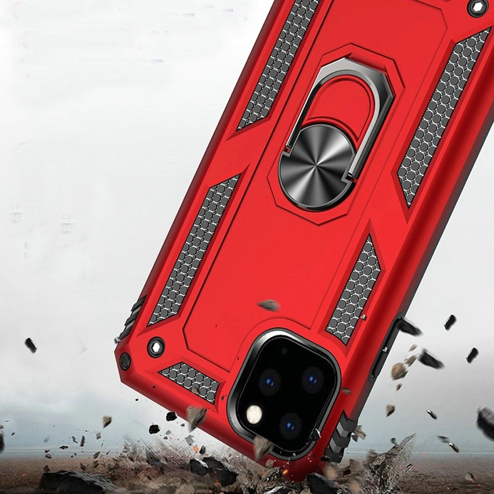 iPhone 11 Pro Magnetic Ring Kickstand Hybrid Case - Red - fonemask.com