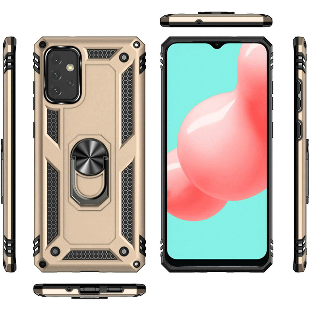 Galaxy A32 5G - Magnetic Ring Kickstand Hybrid Case - Gold - fonemask.com