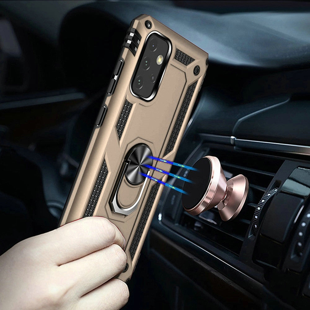 Galaxy A32 5G - Magnetic Ring Kickstand Hybrid Case - Gold - fonemask.com