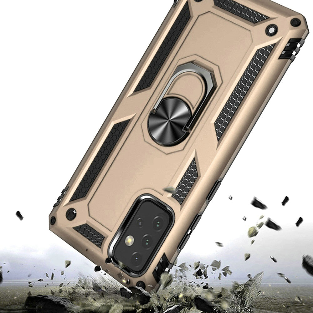 Galaxy A32 5G - Magnetic Ring Kickstand Hybrid Case - Gold - fonemask.com