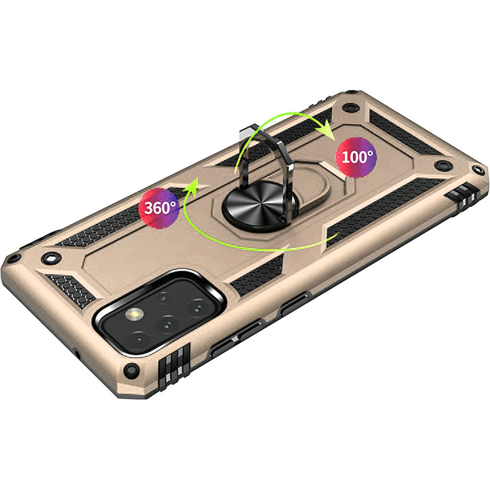 Galaxy A32 5G - Magnetic Ring Kickstand Hybrid Case - Gold - fonemask.com