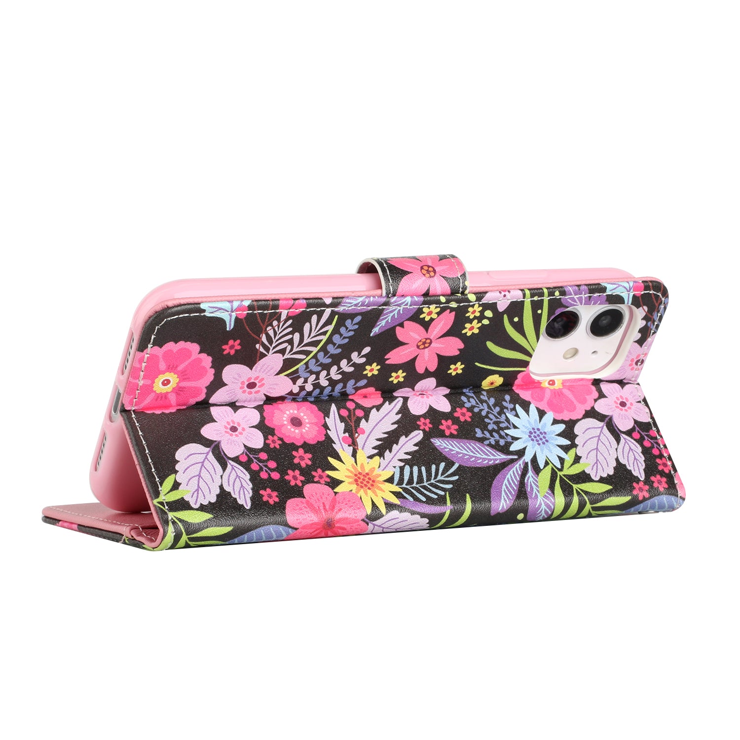 iPhone 12 / 12 Pro - Colorful Flowers Design Wallet Case - fonemask.com