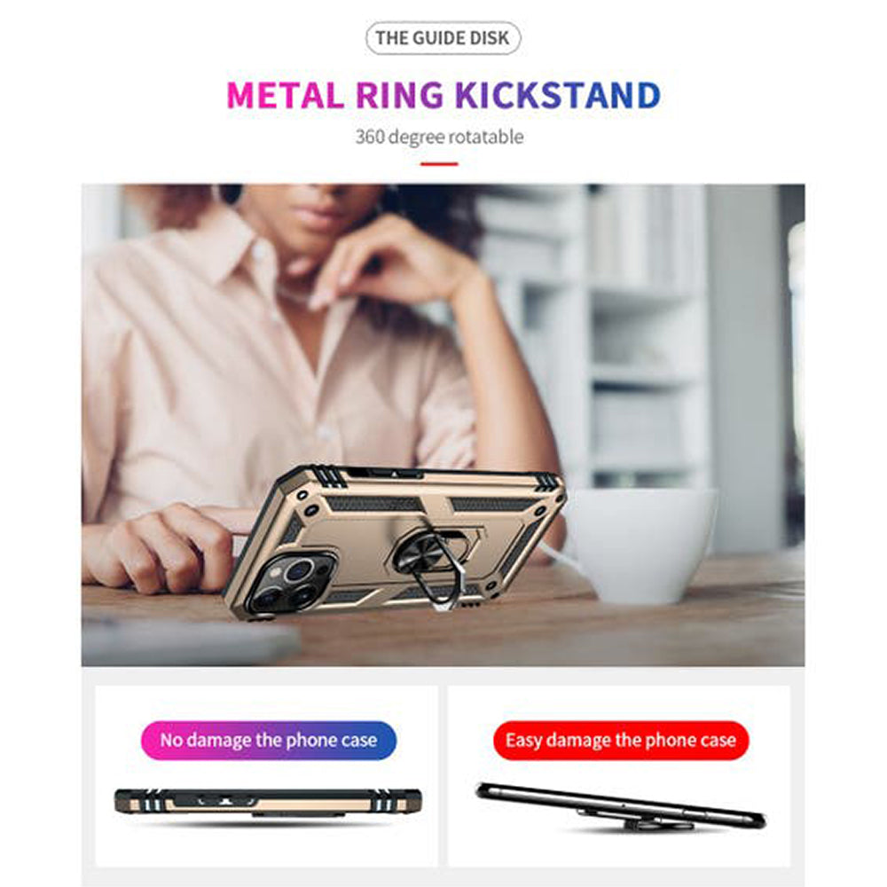 iPhone 14 Pro Magnetic Ring Kickstand Hybrid Phone Case - Gold