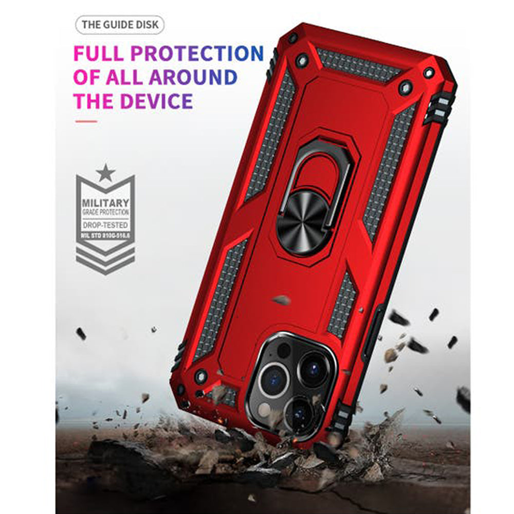 iPhone 14 Pro Magnetic Ring Kickstand Hybrid Phone Case - Red